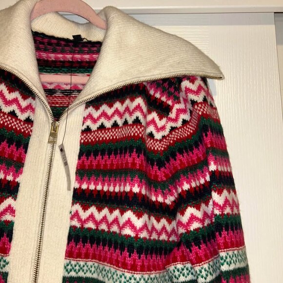 NWT Talbots Zip Cardigan Sweater- Joyful Fair Isle woman's size XL - Picture 5 of 12